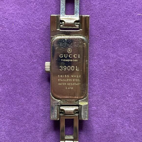 💛 Gucci 3900L Black Dial Silver Stainless Steel Band Analog Quartz Watch - Picture 3 of 4